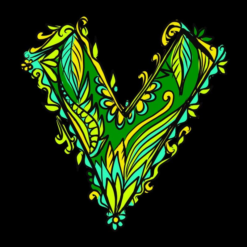 V like vegan, vegetarian, plant power, save earth