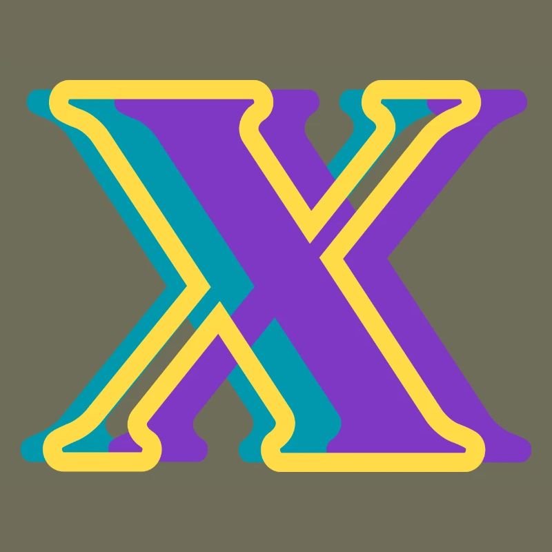 Lettre x multicolore