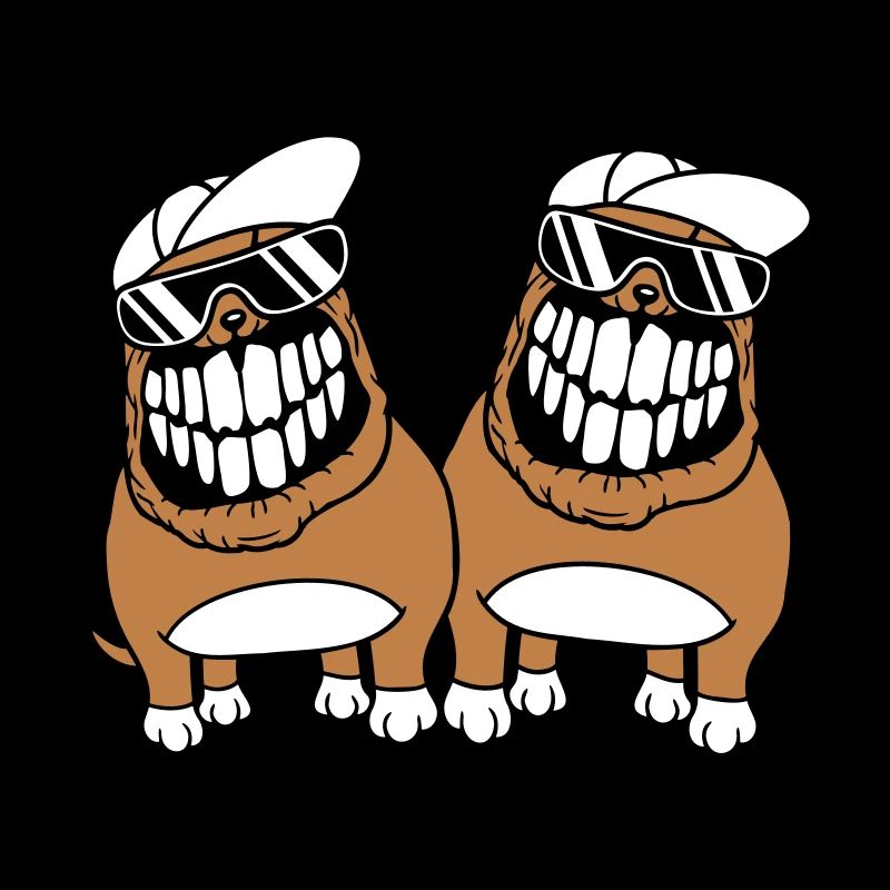 Two Dogs Monster Nasty Teeth Grinning