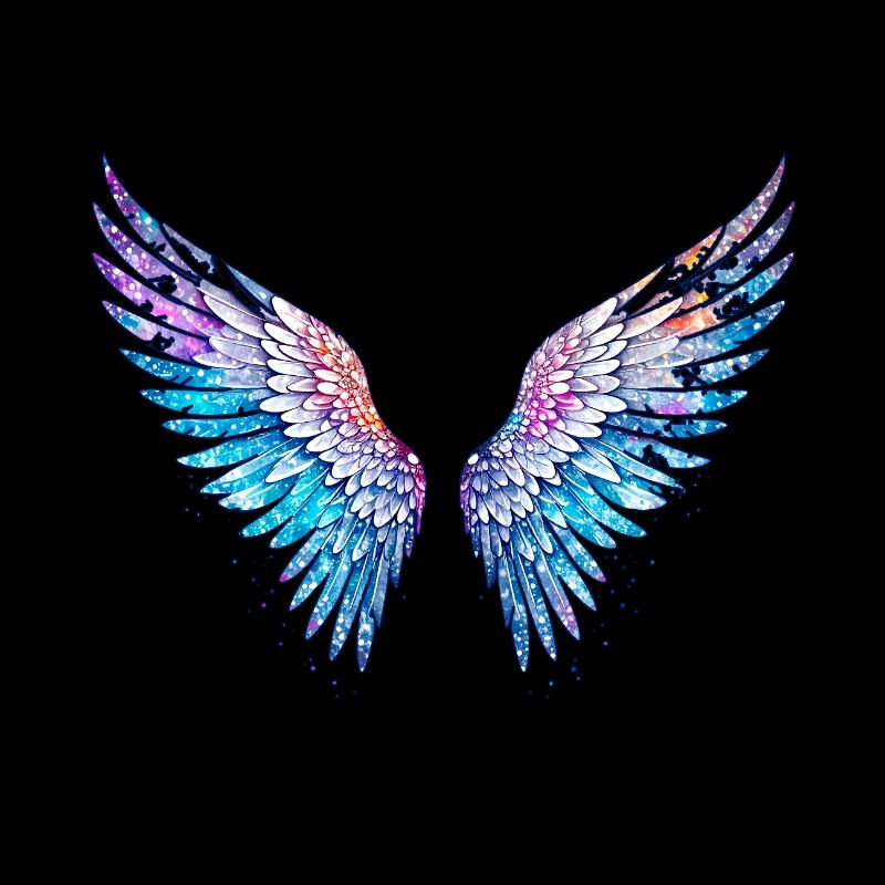 ailes d’ange,plumes,ailes colorées,graffiti,bleu