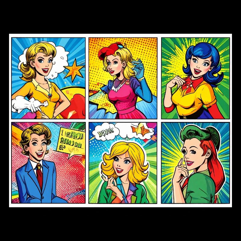 Pop Art ,bunte cartoonhafte Charaktere, comic