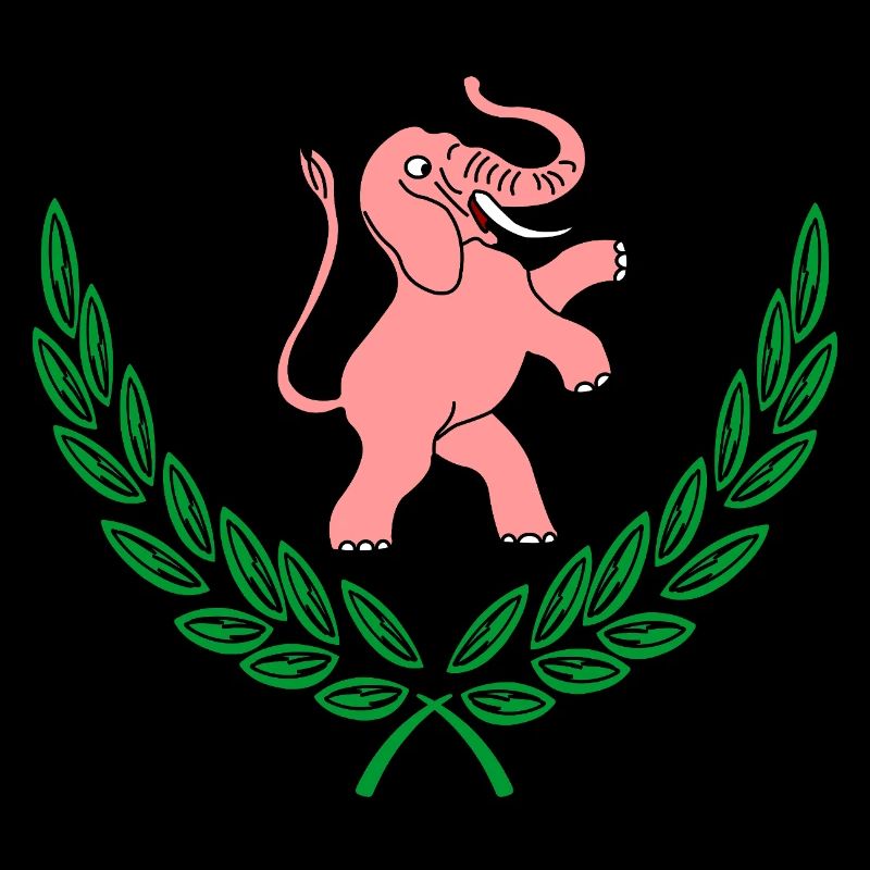 Rosa Elefant im Lorbeerkranz
