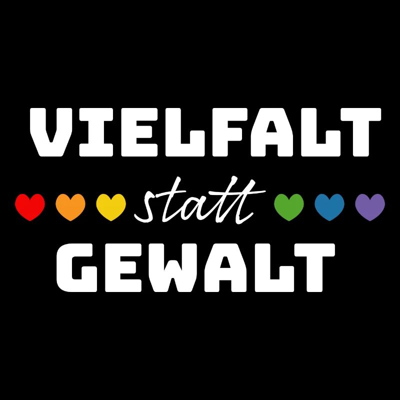 Regenbogenherzchen Vielfalt statt Gewalt weiss