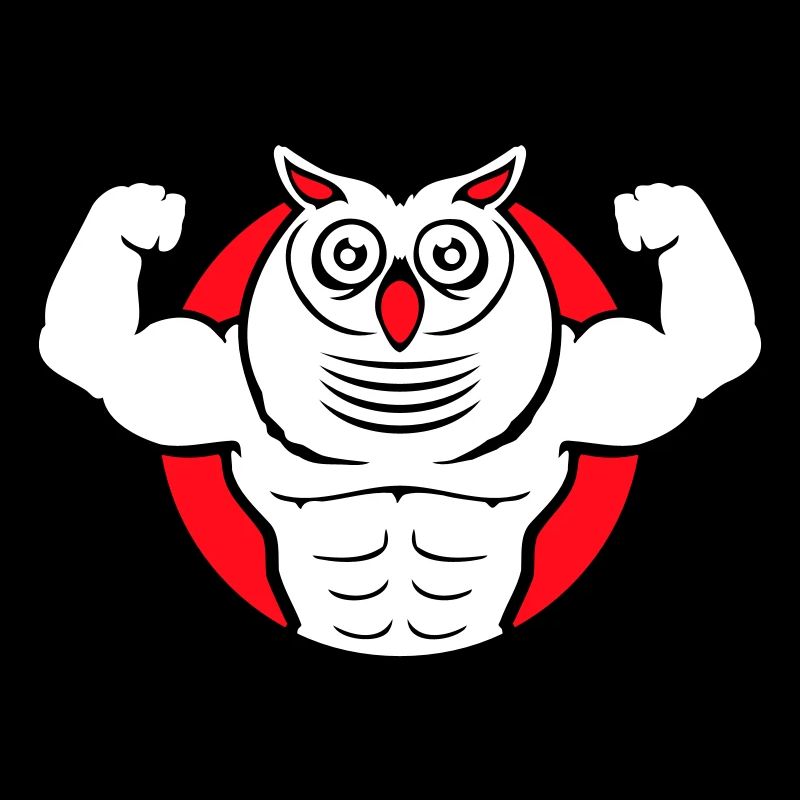 Owl Bodybuilder Muscles Biceps Poses Gym Rat Cool