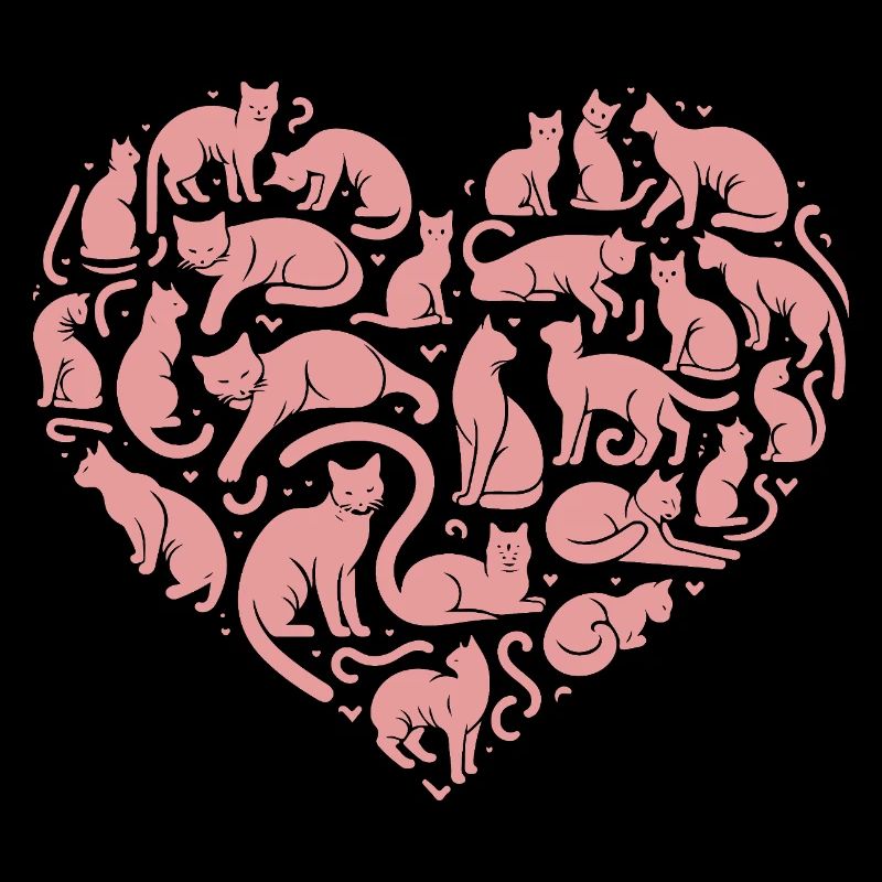 Cat Heart Silhouette Pink