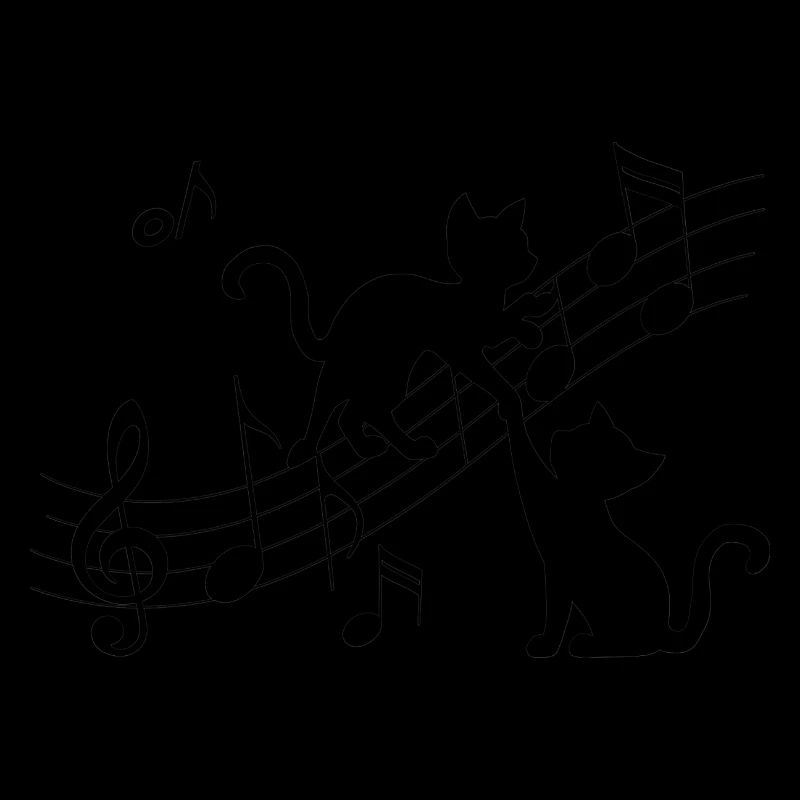 Black cats pattern playing with musical note