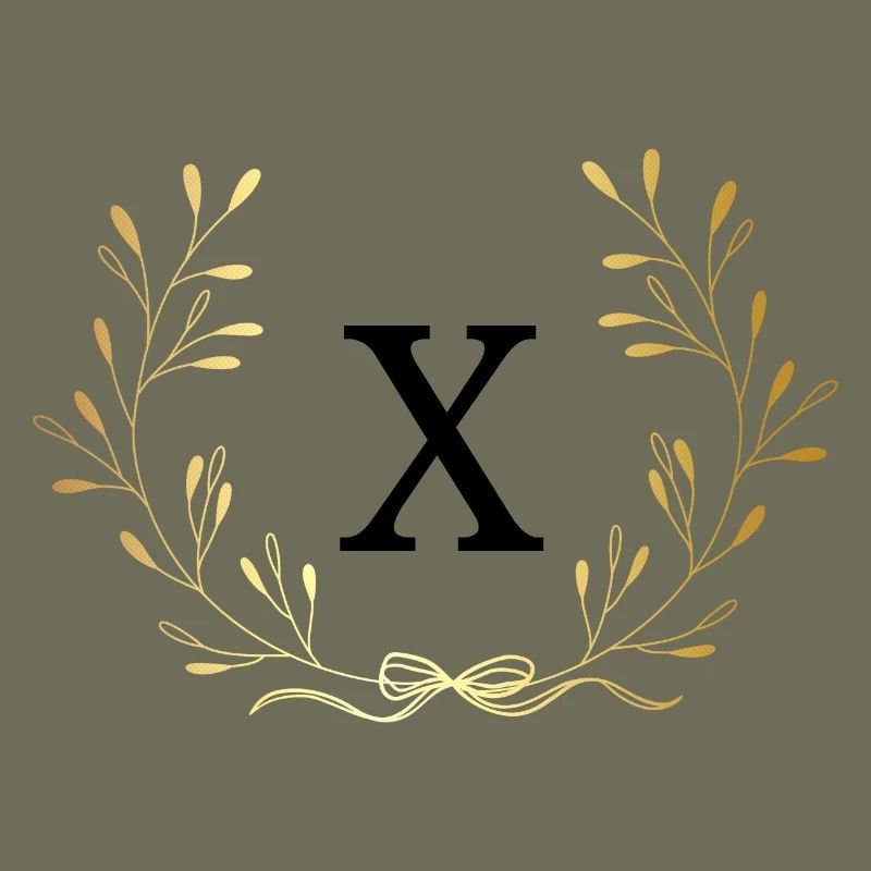 Buchstabe x Goldene Blumenkrone