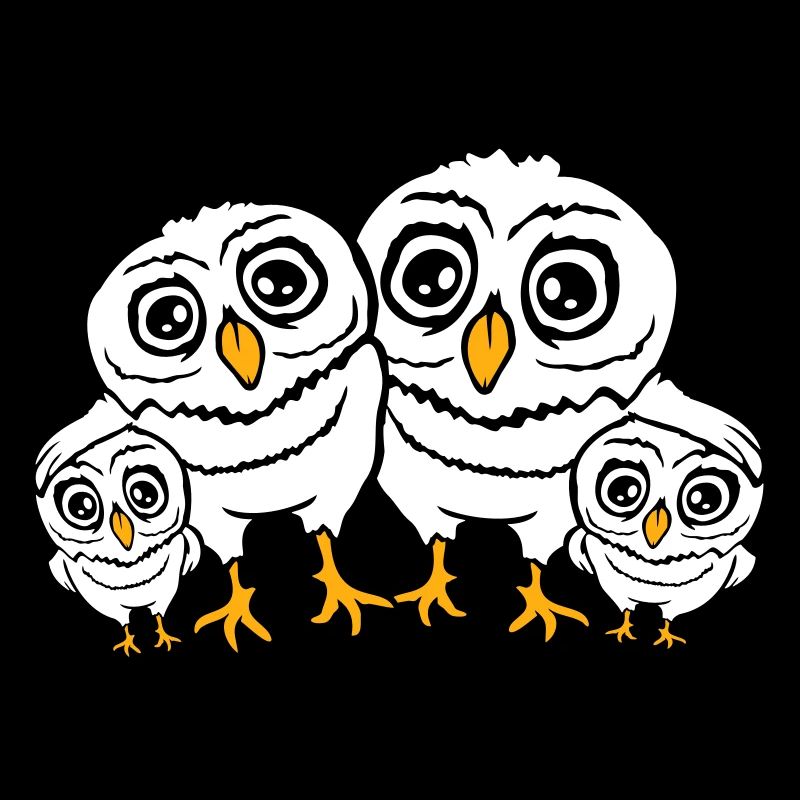 4 Eulen Papa Mama Kind Baby Familie Mutter Vater