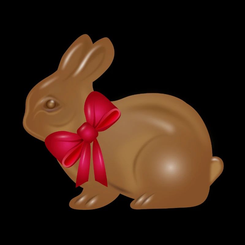 Chocolate Easter bunny with red bow motif