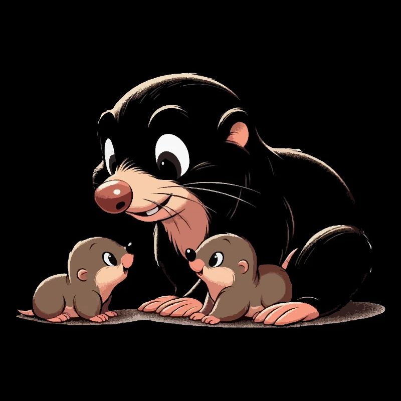 Mole with youngsters