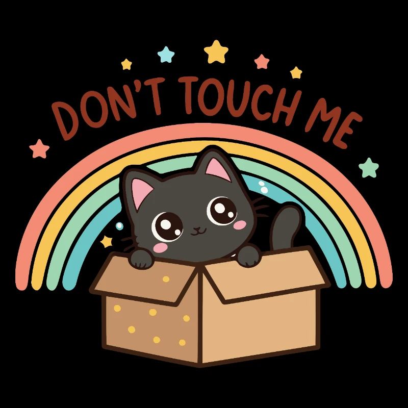 Schüchterne Katze in der Regenbogenbox