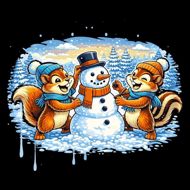Funny Winter Animals Building a Snowman – Comic