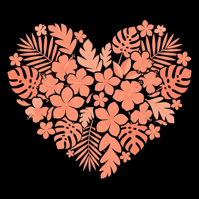 Tropical flower heart design