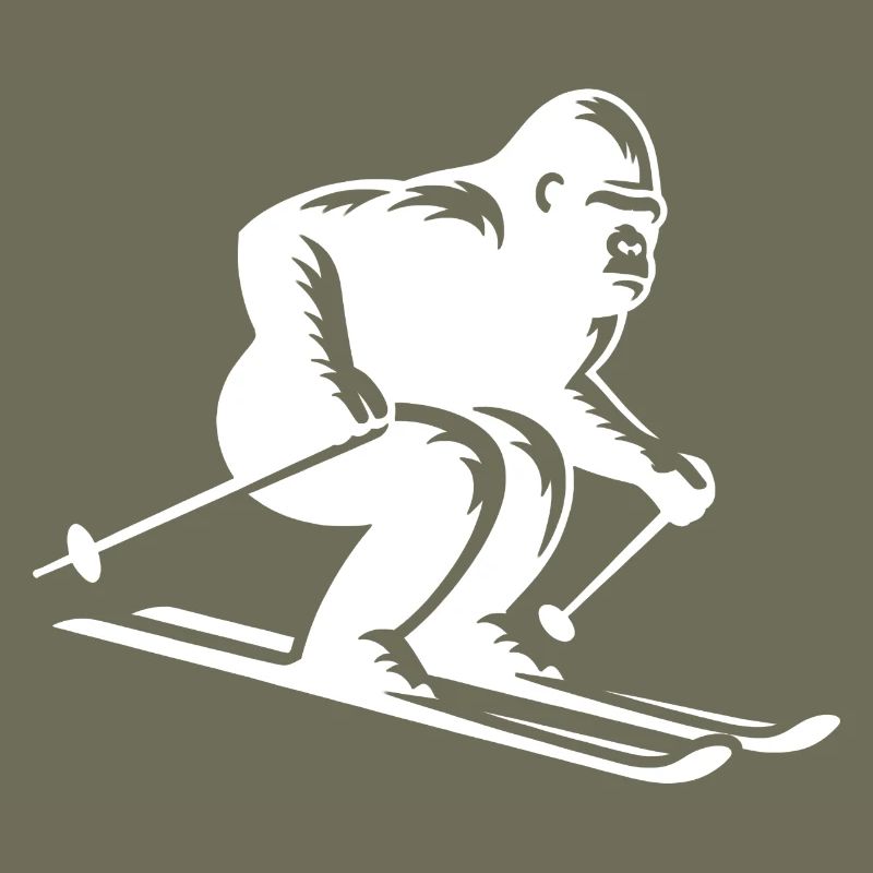 Monkey Gorilla Chimpanzee Ski Silhouette Design