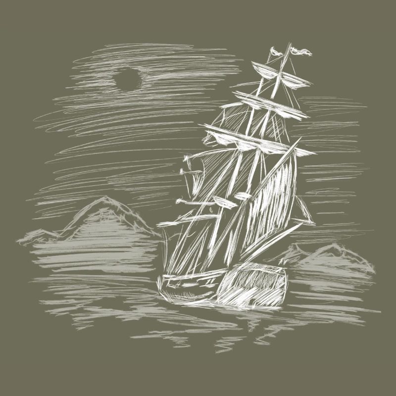 Sailing ship on course