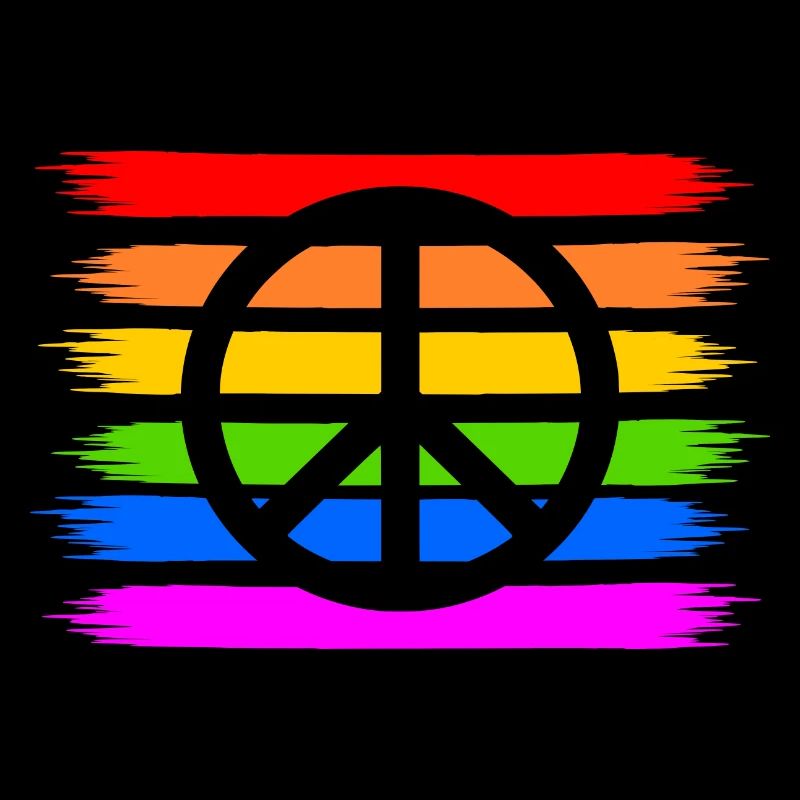 Signe de paix sur le drapeau arc-en-ciel LGBT