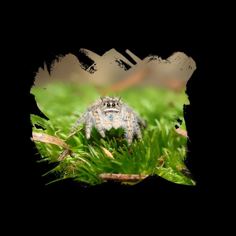 Phidippus texanus jumping spider, spring spinne.