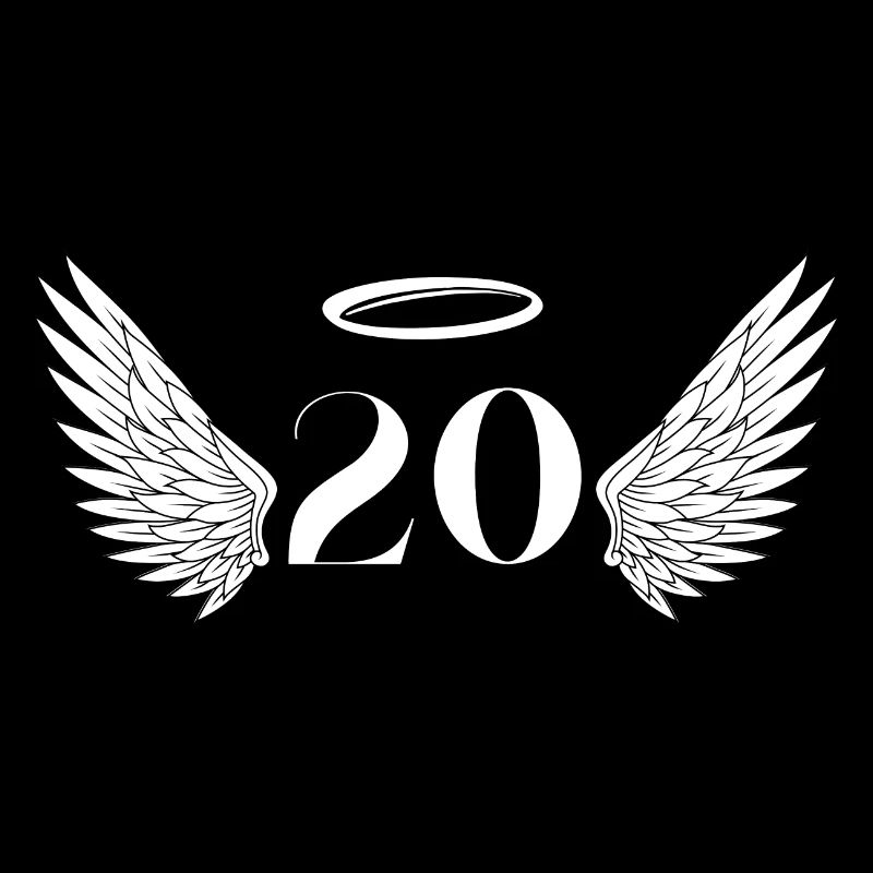 Number 20 Angel - 20th Birthday Wings
