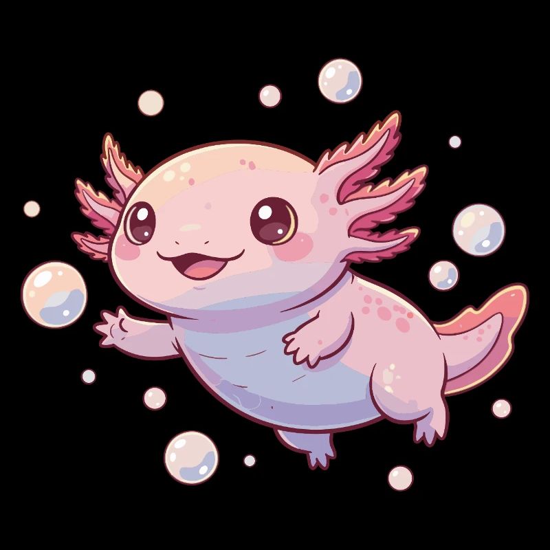 Cuddly Bubble Axolotl Cartoon