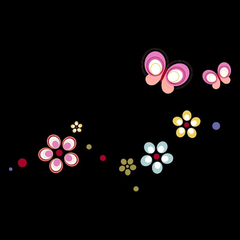 bunte Blümchen mit Schmetterlingen