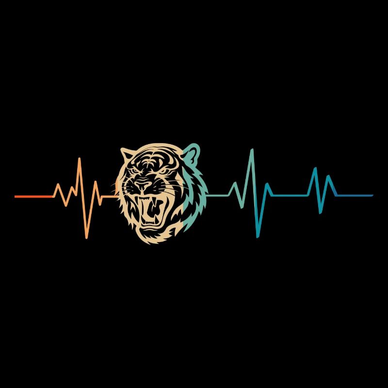 Retro Tiger Head Heartbeat