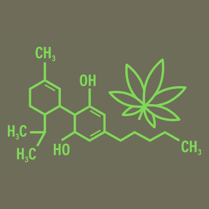 THC Formula with Cannabis Leaf