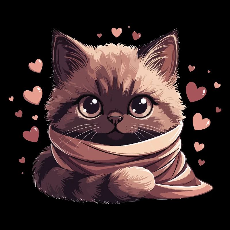 Gemütliches Kätzchen, eingewickelt in einen Schal