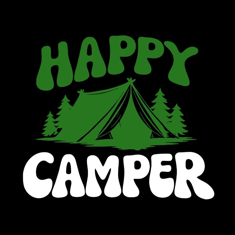 Fröhlicher Camper im Wald