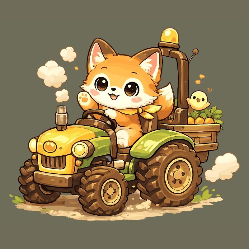 Fox on the tractor