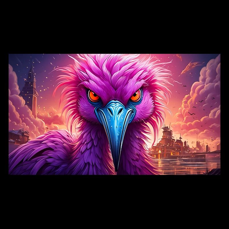 Cute grumpy grouchy animals - flamingo
