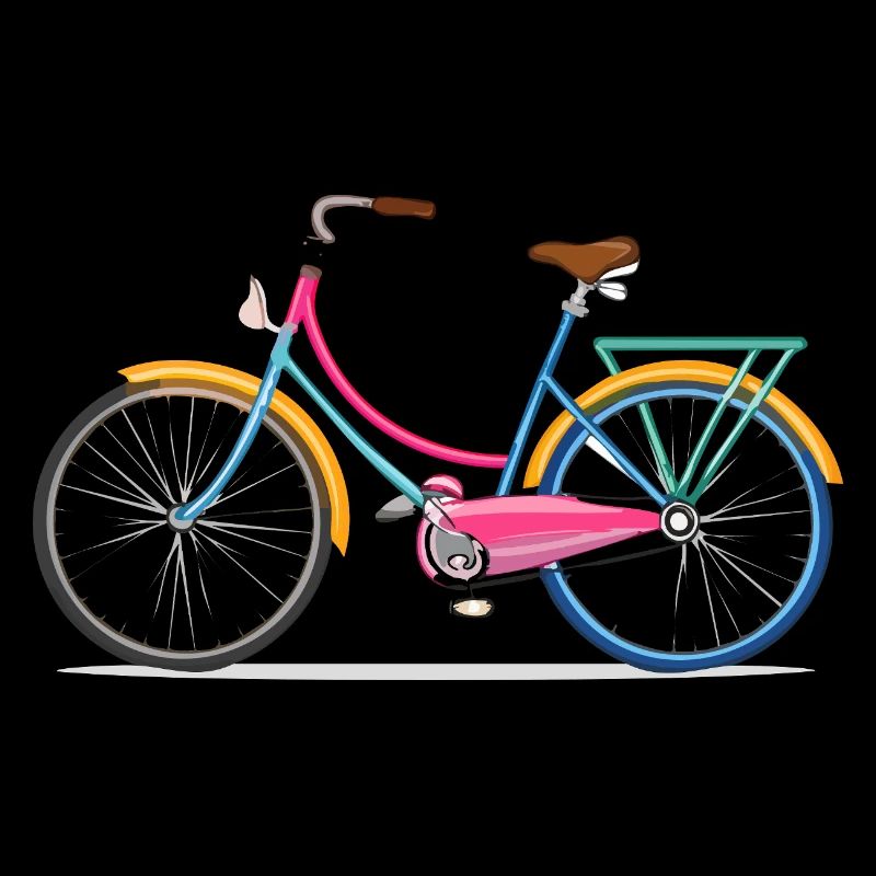 Technical drawing, vintage, bicycle, colorful