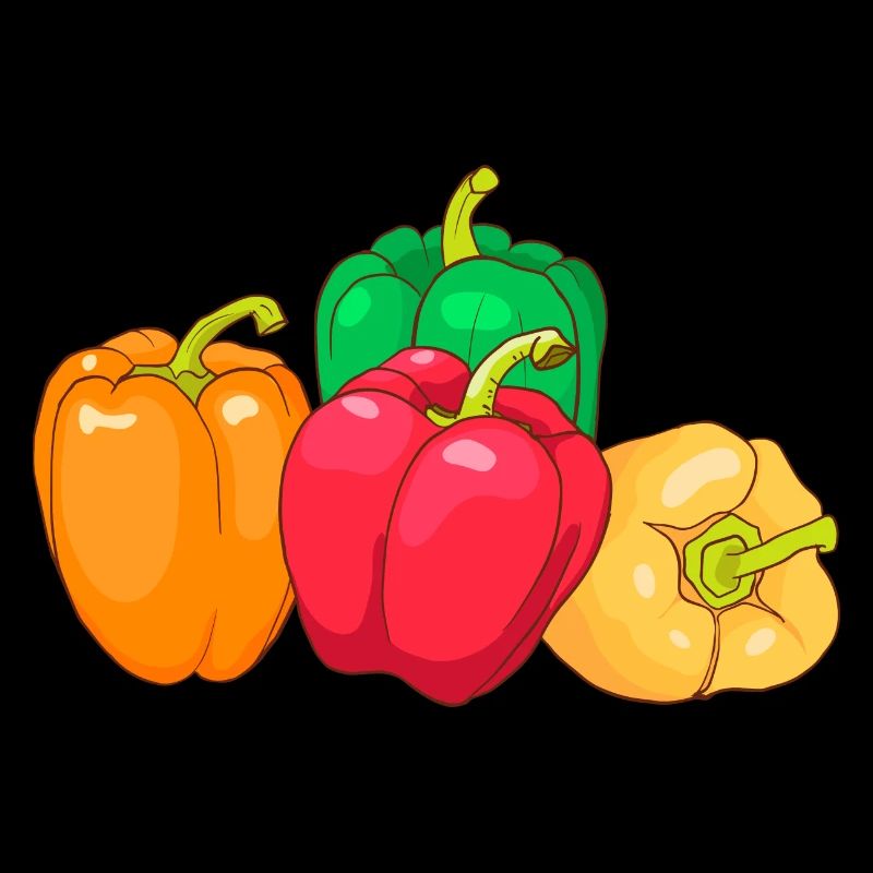 Jaune vert vert Poivrons poivrons orange