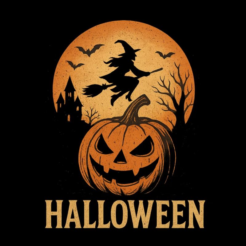 Halloween citrouille silhouette lune