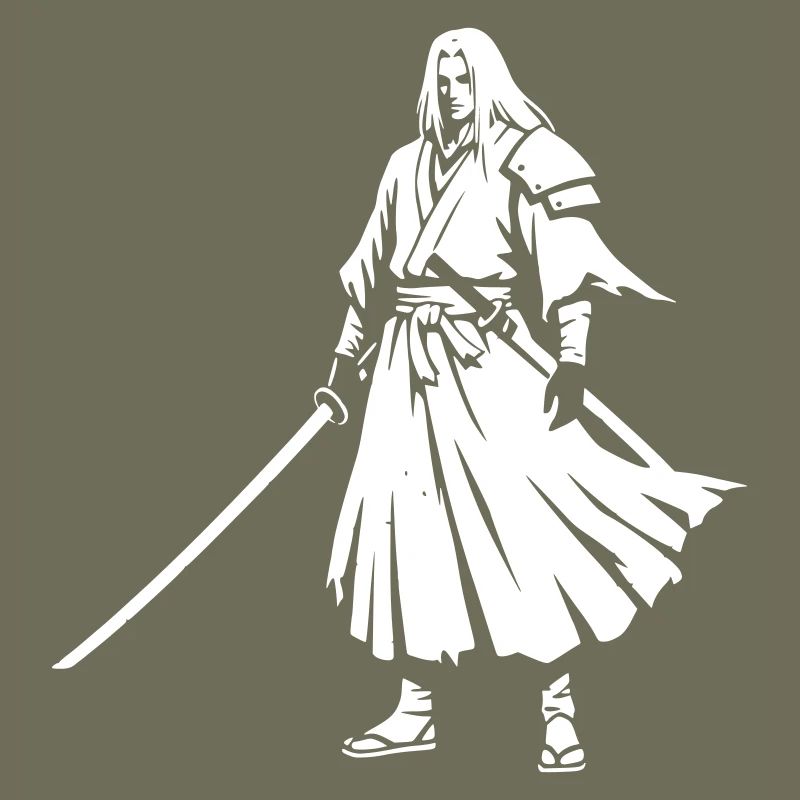 Anime Samurai Warrior Kimono Vector