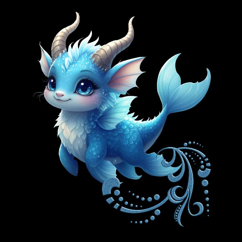 Blauer Drache Mystic Aquarell