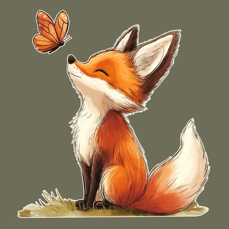 Fuchs mit Schmetterling