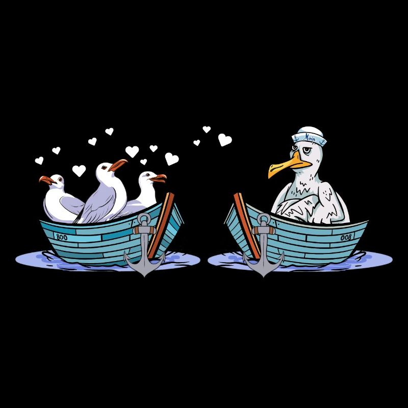 Möwen Boot Seemänner Liebe Seevögel Valentin