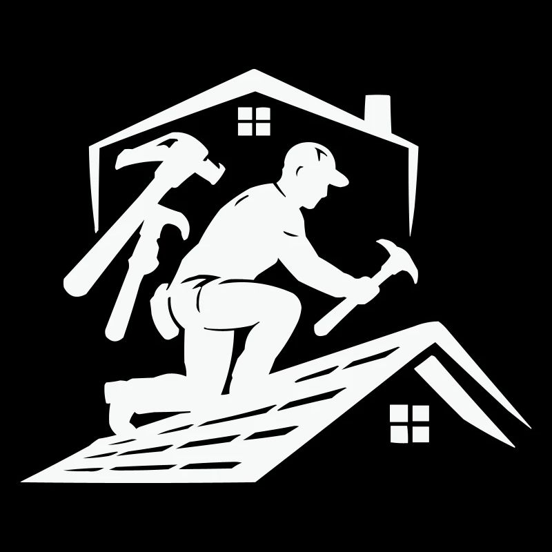 Dachdecker Silhouette am Dach