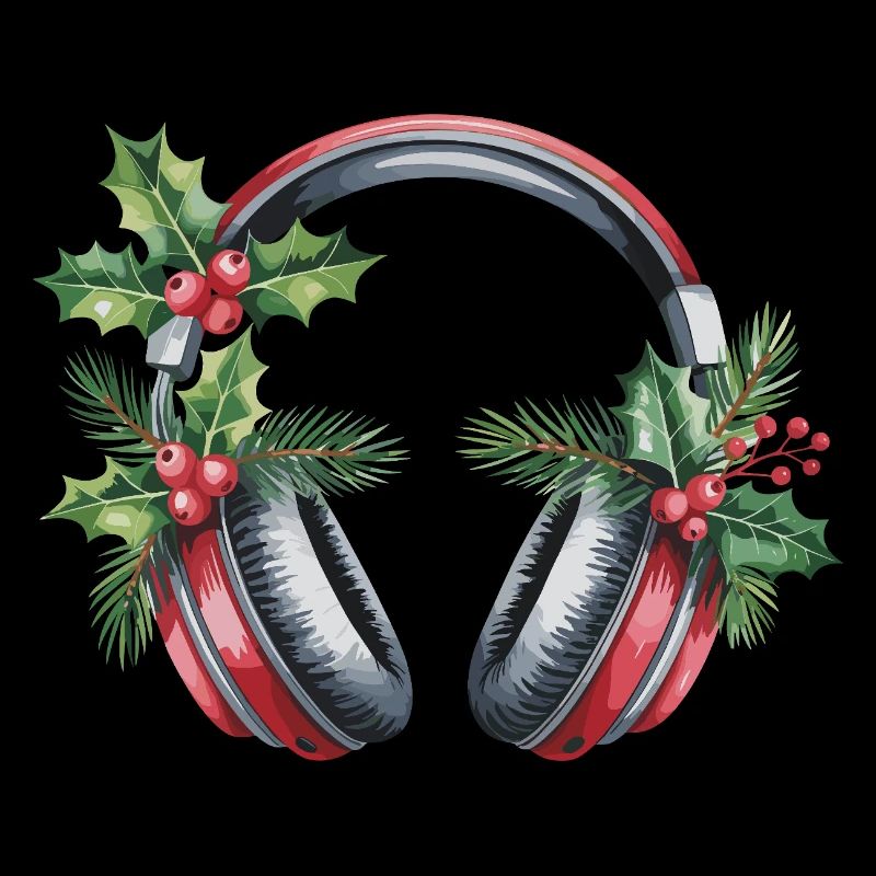 Weihnachtskopfhörer mit Tannengrün