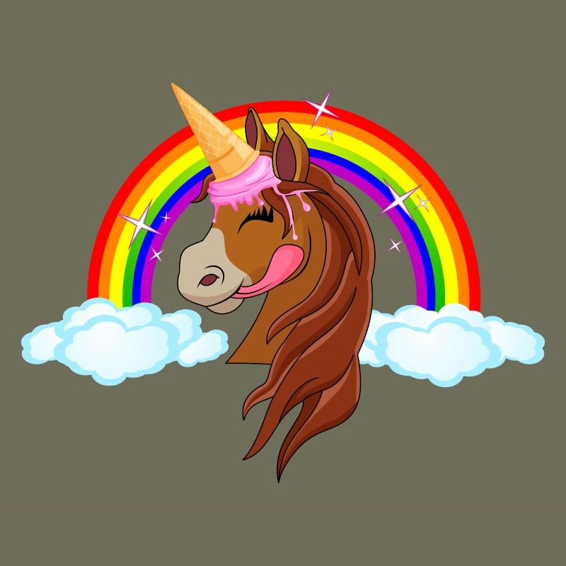 Pony mit Eis - Eishorn Einhorn Regenbogen Märchen