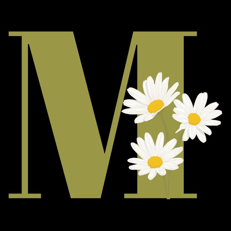 Buchstabe m grüne Gänseblümchen