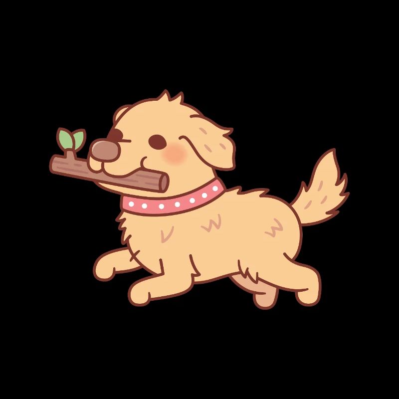 Chiot Golden Retriever mignon courant avec un bâton