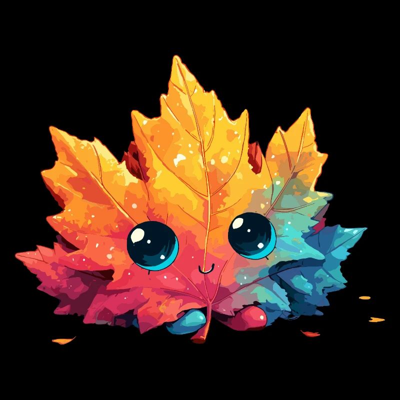 Kawaii coloré feuille d’automne