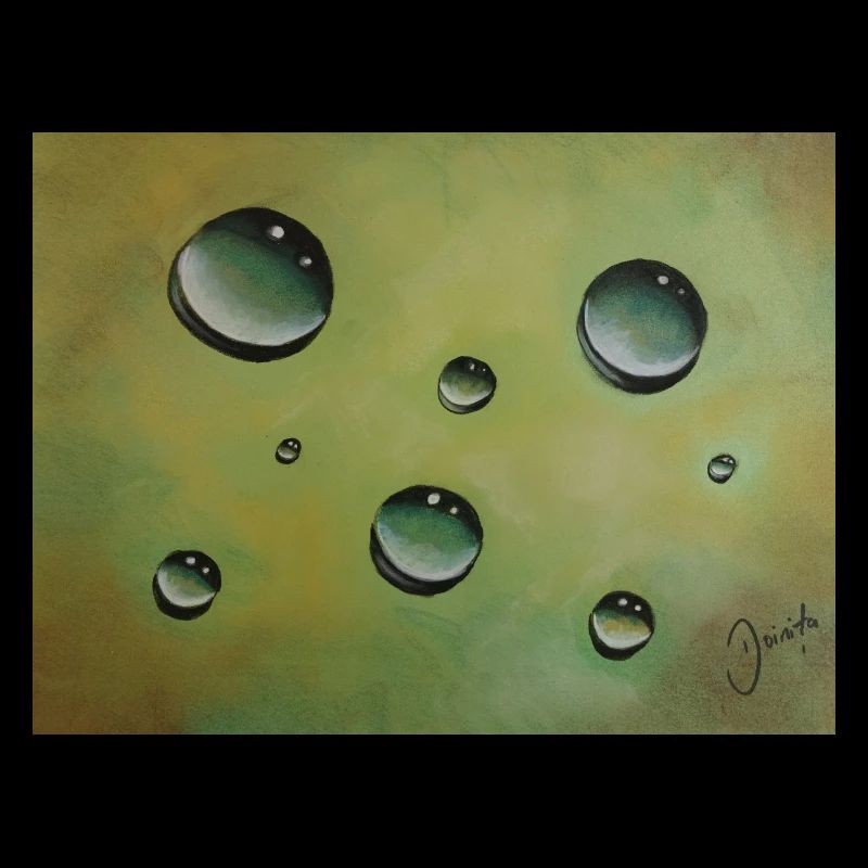 Abstrakte Wassertröpfchen auf Grüngelb