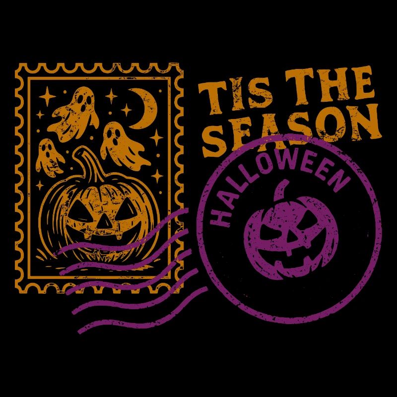 Scary Halloween pumpkin with ghosts
