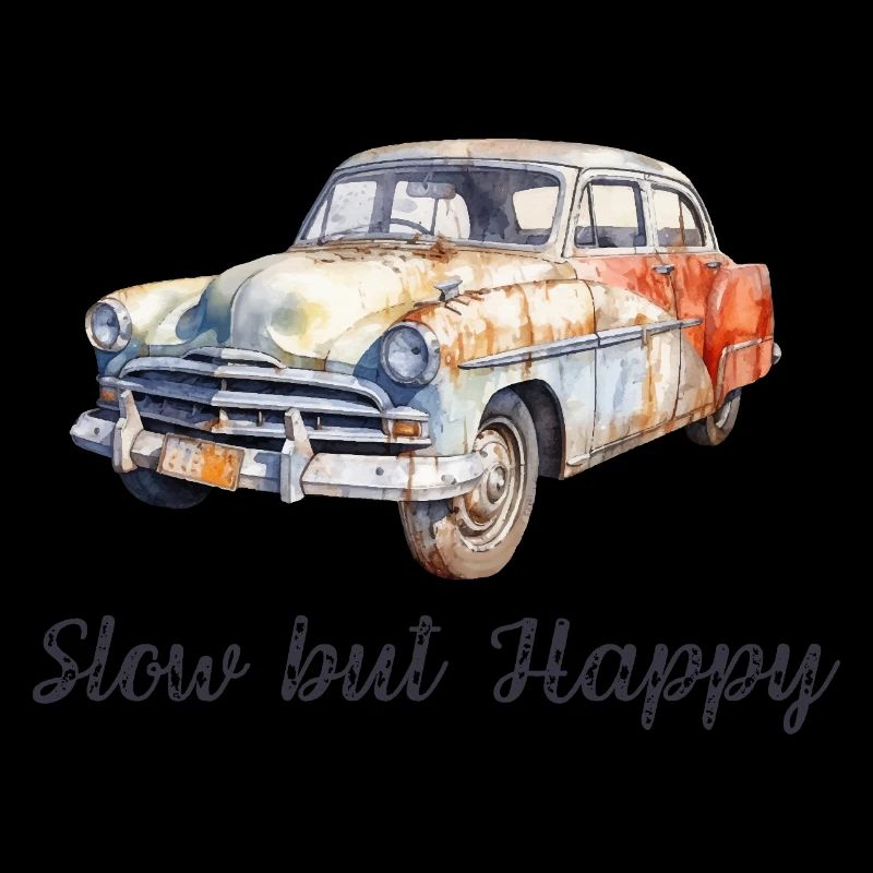 Voiture rétro rétro aquarelle lente mais joyeuse
