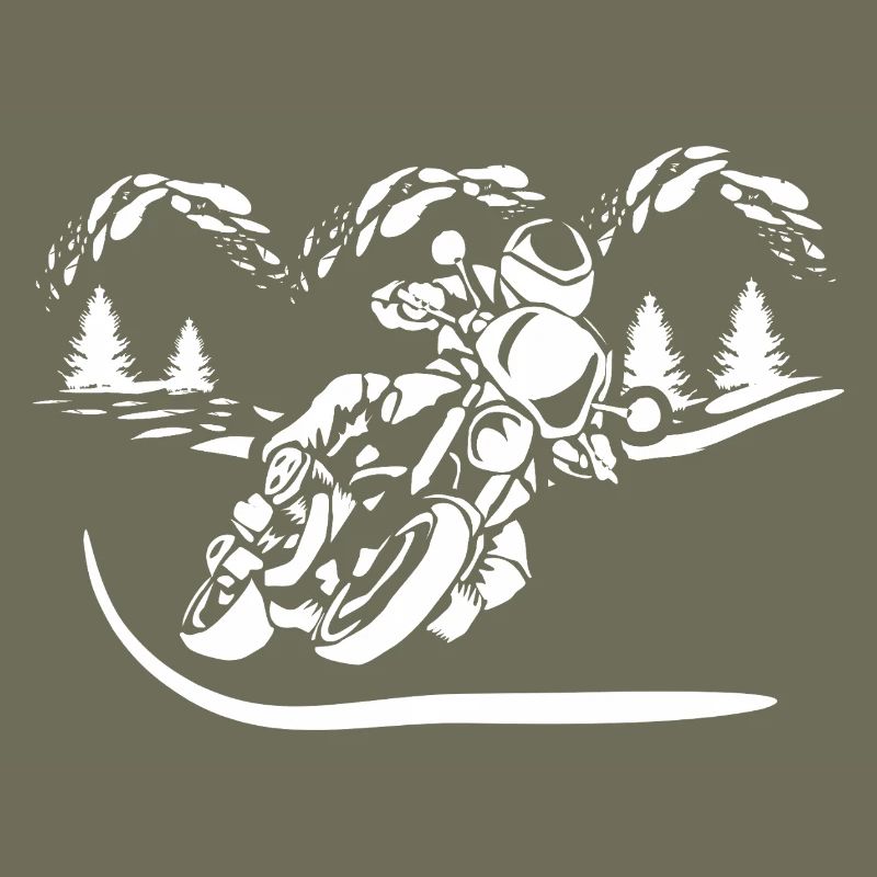 Motorcycle Forest Silhouette