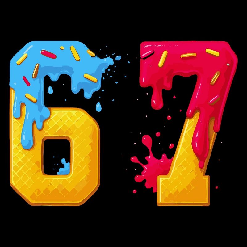 67 - Siebenundsechzig Zahl Sweet 67 Meme Donut Sechs 7