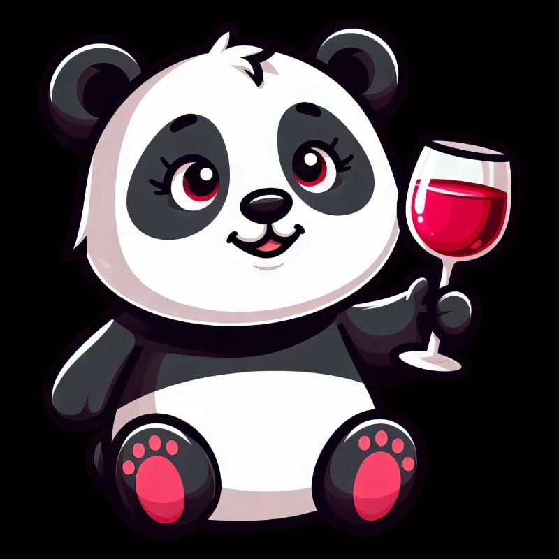 Mignon Panda Vin Rouge Dessin Animé