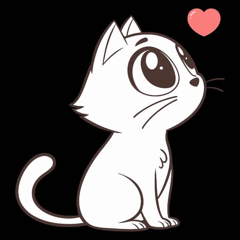 Adorable chat aux cœurs roses